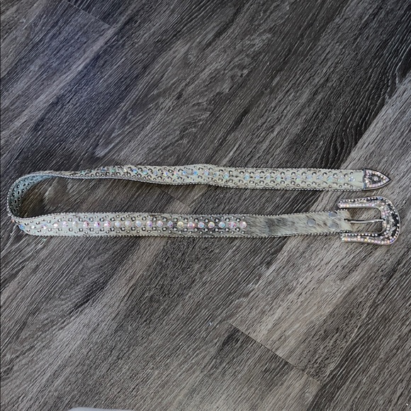 Western Wear Rhinestone Embellished Leather Belt (M?) - Picture 2 of 10